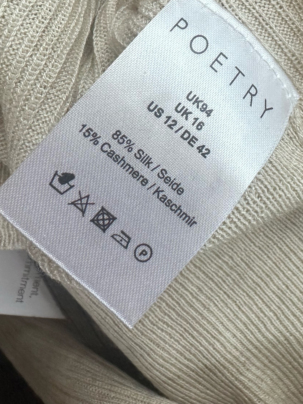 Poetry Silk & Cashmere Blend Ribbed Sweater Ecru Grey - Picture 4 of 5